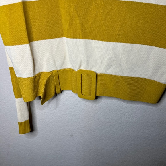 NWT Eva Mendes & NY&C Lucia Mustard/Yellow V-neck Striped Sweater Size Large - Picture 7 of 10